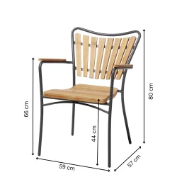 Stilrent Ella haves�t � rundt �130 cm teakbord med 5 antracitstole