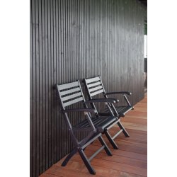 Cafset i svartmlad mahogny med fllbord + 2 fllbara stolar med armstd - Modell: York