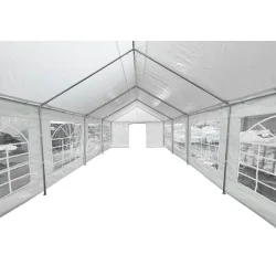 OUTFIT 4x8 meter partytelt - Vandafvisende PE-dug, st�rkt st�lstel og god loftsh�jde - Perfekt til udend�rs arrangementer