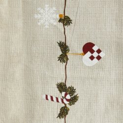 Juledug i Sandfarvet Bomuld med Juleprint � F�s i 7 st�rrelser