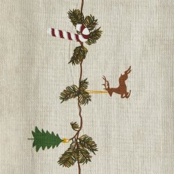 Juledug i Sandfarvet Bomuld med Juleprint � F�s i 7 st�rrelser
