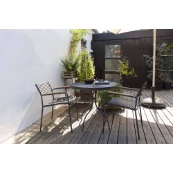 Parma luftstapelstol med armstd i teak - svart