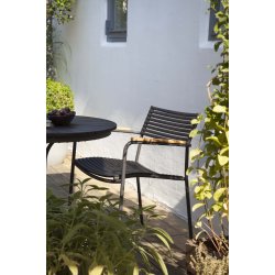 Parma luftstapelstol med armstd i teak - svart