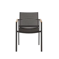 Stilren stabelstol med lav ryg med aluminium stel og teak arml�n - Model: MOOD Square - F�s i flere farver
