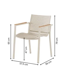 Stilren stabelstol med lav ryg med aluminium stel og teak arml�n - Model: MOOD Square - F�s i flere farver