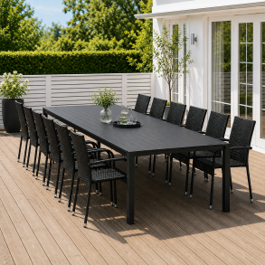 Ella GIGA haves�t - Torino havebord og 12 Pisa stabelstole - 100 % vedligeholdelsesfrit