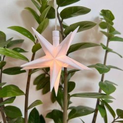 Stjerne M/1LED 12CM M/TIMER - IP20 Batteribox. KUN TIL INDENDRS. PYNT TIL VINDUET!!