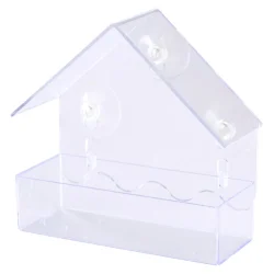 Stilrent fuglefoderhus til vindue - Gennemsigtigt design med sugekopper 15�15�6 cm - Oplev havens fugle helt t�t p�