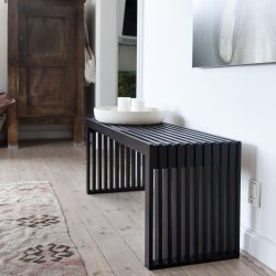 Rib Bnk i sort L:104xB:35xH:43cm