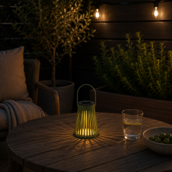 Solar lanterne i gr�n plast med solcelle - F�s i flere st�rrelser