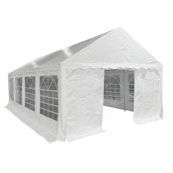 OUTFIT 4x8 meter partytelt - Vandafvisende PE-dug, st�rkt st�lstel og god loftsh�jde - Perfekt til udend�rs arrangementer