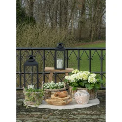 Naturfarvede kubu rattan kurve med plast indvendig - Model: Clara - 3 stk