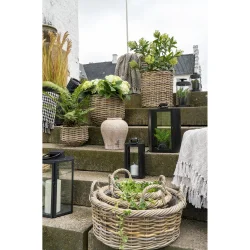 Naturfarvede kubu rattan kurve med plast indvendig - Model: Clara - 3 stk