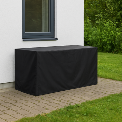 Eksklusivt cover til lang hyndeboks i sort vandt�t uv resistent kraftig polyester L220 x D78 x H83 