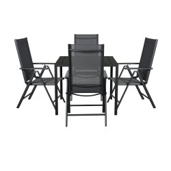 Underhllsfritt set, stolar med 4 lgen och trdgrdsbord - Svart