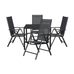 Underhllsfritt set, stolar med 4 lgen och trdgrdsbord - Svart