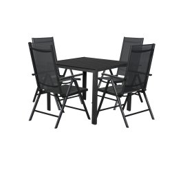 Underhllsfritt set, stolar med 4 lgen och trdgrdsbord - Svart
