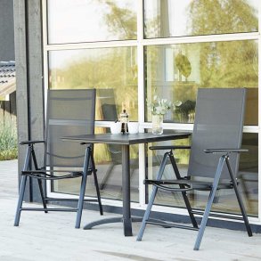 Vedligeholdelsesfrit cafest, cafebord og 2 stole - Sort