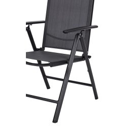 Vedligeholdelsesfrit st, havebord og 6 positionsstole - Sort
