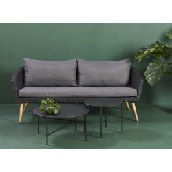 Johannes Sofa sort 100 % vedligeholdelsesfri. Inklusiv luksus all weather hynder og puder.