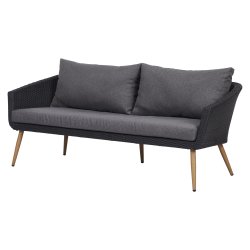 Johannes Sofa sort 100 % vedligeholdelsesfri. Inklusiv luksus all weather hynder og puder.