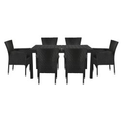 Sort vedligeholdelsesfrit havest 6 stole, og bord med udtrk - UV-beskyttet polyrattan