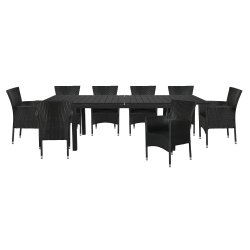 Vedligeholdelsesfrit havest 8 stole, og bord med udtrk - Sort