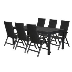 Sort havembelst med kmpe udtrksbord og 6 lette positionsstole - 100% vedligeholdelsesfrit