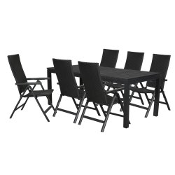 Sort havembelst med kmpe udtrksbord og 6 lette positionsstole - 100% vedligeholdelsesfrit