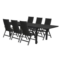 Sort havembelst med kmpe udtrksbord og 6 lette positionsstole - 100% vedligeholdelsesfrit