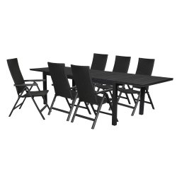 Sort havembelst med kmpe udtrksbord og 6 lette positionsstole - 100% vedligeholdelsesfrit