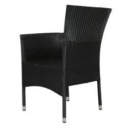 Svart underh�llsfritt tr�dg�rdsm�belset f�r 4 personer - med stapelbara stolar