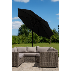 Stor rund parasol med HELE PAKKEN! 3m, LED-lys, krank og tilt - vlg farve! Model: Felix