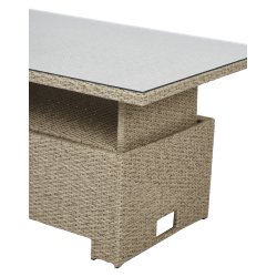 Elisa sofast med hjde indstillelig bord, sofa og 2 stole. Natur polyratttan