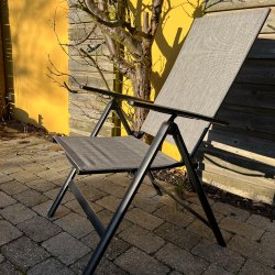 100% vedligeholdelsesfri havestol med 7-Positioner i ryg, Dobbelt alu rrstel og tykt teksline gr