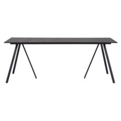 Sort Medea mbelst. bestende af beton bord + 6 stabelstole i design. Indendrs og udendrs brug