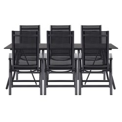 Havembelst med stort bord inkl. 6 stk. 5-positons stole. Model: Atlanta - Ingen vedligeholdelse!