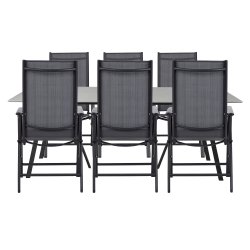 Petra havembelst med betonbord + 6 stk. 5-pos. stole i alu og texline - kan tle alt slags vejr!