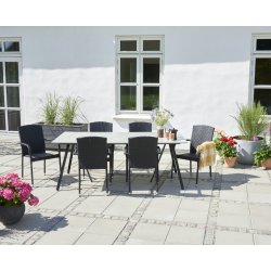 Momohavembelst inkl. 6 stole i sort UV-beskyttet polyrattan - Ingen vedligeholdelse!