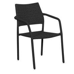 Stabelbar havestol i sort UV-beskyttet polyrattan - Model: Lucca
