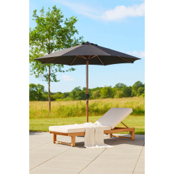 100 % vandtt parasol sort med krankfunktion og teakfarvet stang - Model: Jesper - 3M