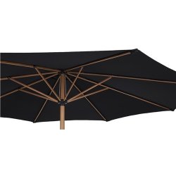 100 % vandtt parasol sort med krankfunktion og teakfarvet stang - Model: Jesper - 3M