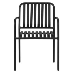 Moderne sort stabelbar havestol i aluminium med lameller - Model: Haya