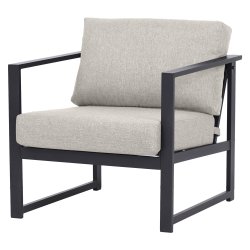 Nordic Comfort Loungestol � Moderne Havestol med Ekstra Tykke Hynder og Sort Aluminiumstel (B72xD76xH63 cm)