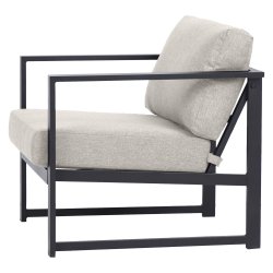 Nordic Comfort Loungestol � Moderne Havestol med Ekstra Tykke Hynder og Sort Aluminiumstel (B72xD76xH63 cm)