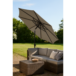 Stor rund parasol med HELE PAKKEN! 3m, LED-lys, krank og tilt - vlg farve! Model: Felix