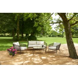 "Deep seat" Sofagruppe i UV-beskyttet polyrattan med all-weather hynder/puder og bord -Model: Havana