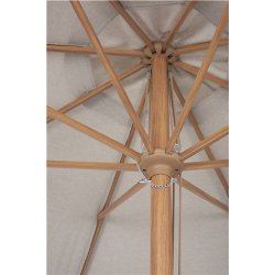 Beige parasol med teakfarvet stang og trksnor - Model: Frank - 3.5M