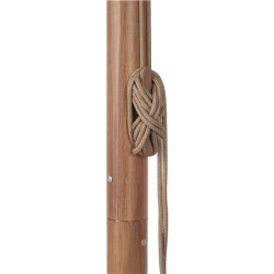 Beige parasol med teakfarvet stang og trksnor - Model: Frank - 3.5M