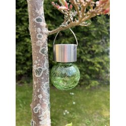 St  3 kulrte solcelledrevende LED havelamper - Ml: 6x9 cm